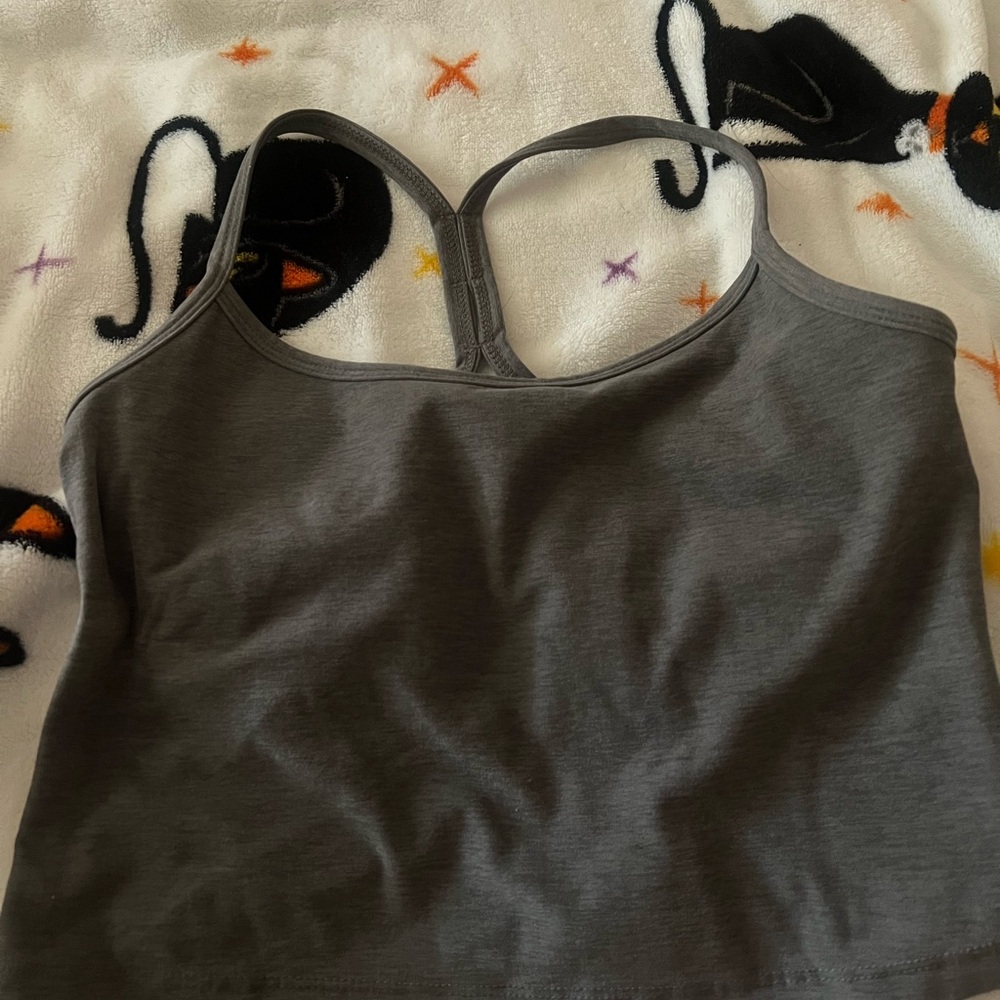 Beyond Yoga Spacedye Slim Racerback Cropped Tank Charcoal Gray Size Medium